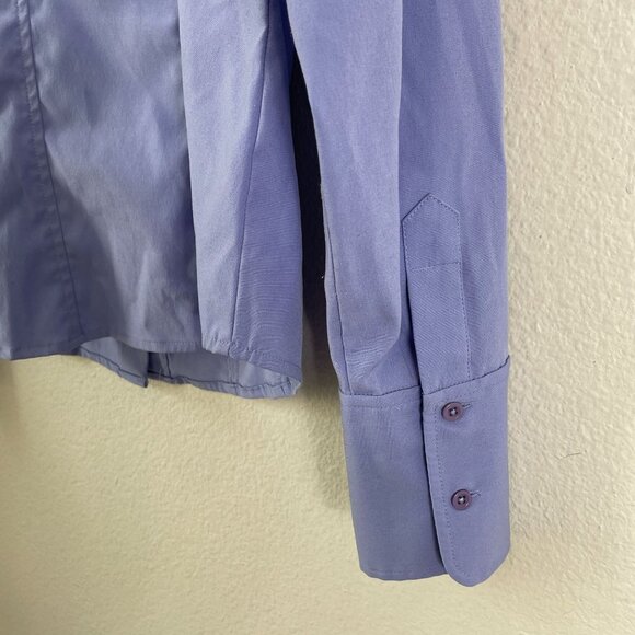 Express Womens 4 Purple Fitted Stretch Button Up Dress Shirt Long Sleeve Blouse - Picture 7 of 7
